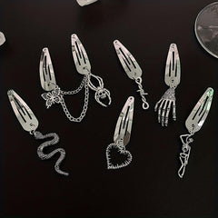 Y2K Punk Silvery Snap Clip Metal Hair Clip
