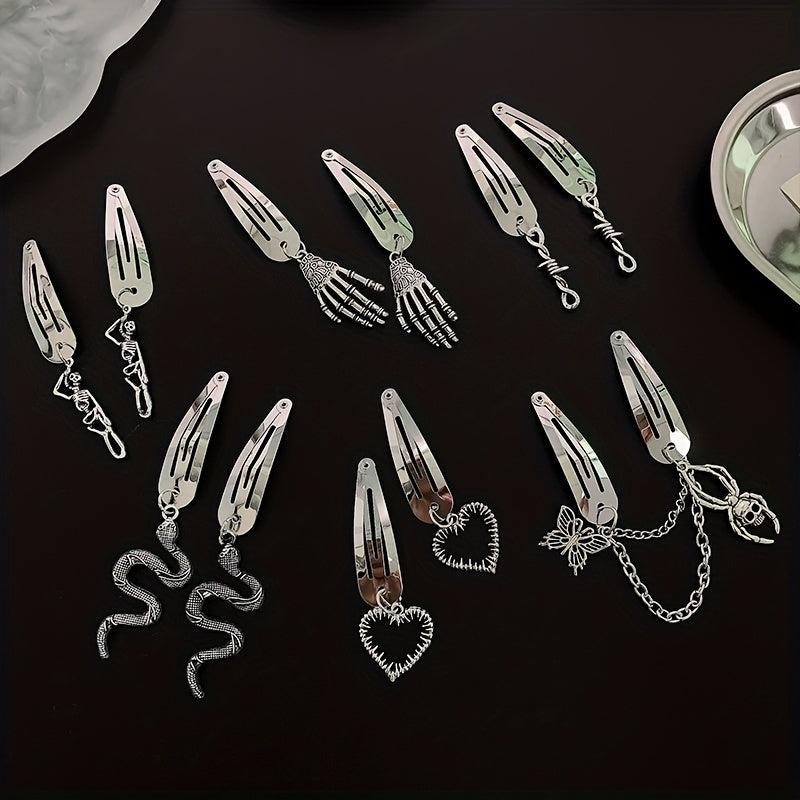 Y2K Punk Silvery Snap Clip Metal Hair Clip