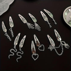 Y2K Punk Silvery Snap Clip Metal Hair Clip