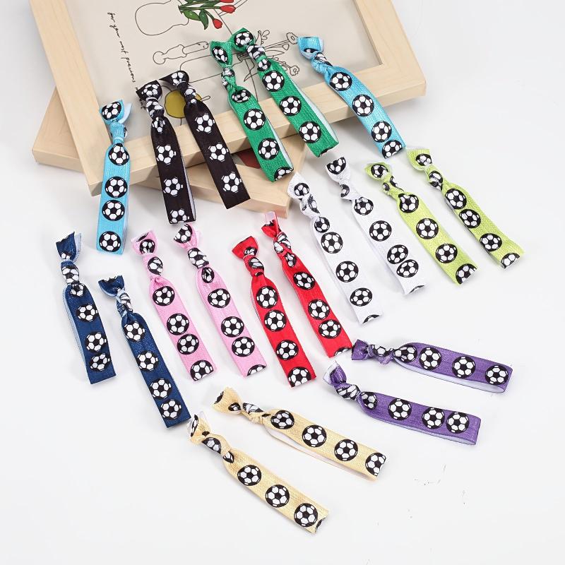 Soccer Pattern Ribbon Hair Ties Ponytail Holder Hair Accessories