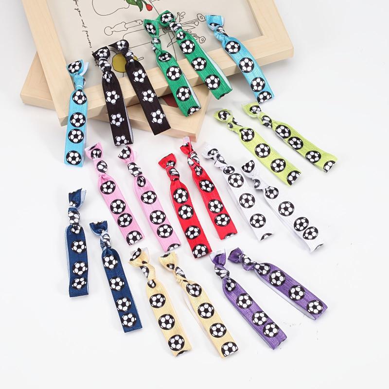 Soccer Pattern Ribbon Hair Ties Ponytail Holder Hair Accessories