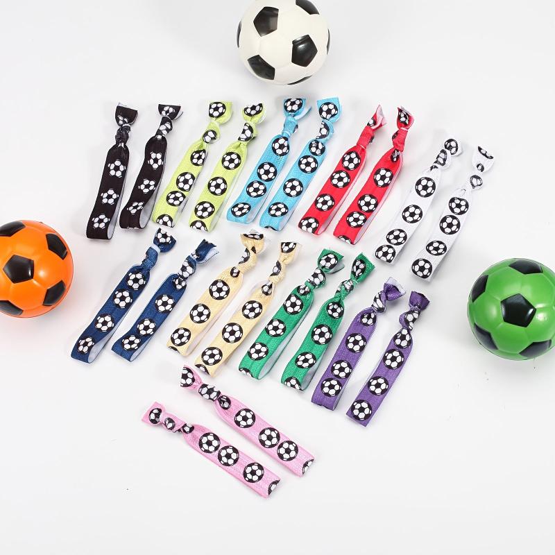 Soccer Pattern Ribbon Hair Ties Ponytail Holder Hair Accessories