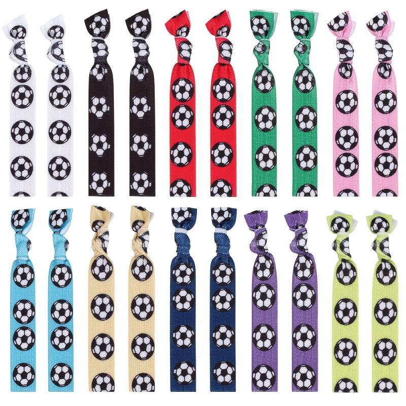 Soccer Pattern Ribbon Hair Ties Ponytail Holder Hair Accessories