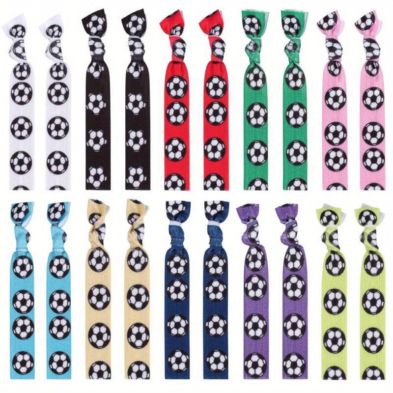 Soccer Pattern Ribbon Hair Ties Ponytail Holder Hair Accessories