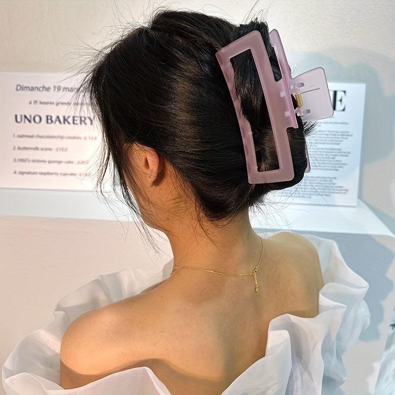 Hollow Rectangle Hair Claw for Ponytail Women Girls