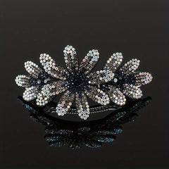 Vintage Flower & Rhinestone Hair Clip Barrette