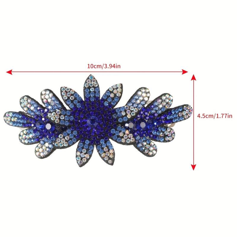 Vintage Flower & Rhinestone Hair Clip Barrette