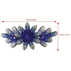 Vintage Flower & Rhinestone Hair Clip Barrette
