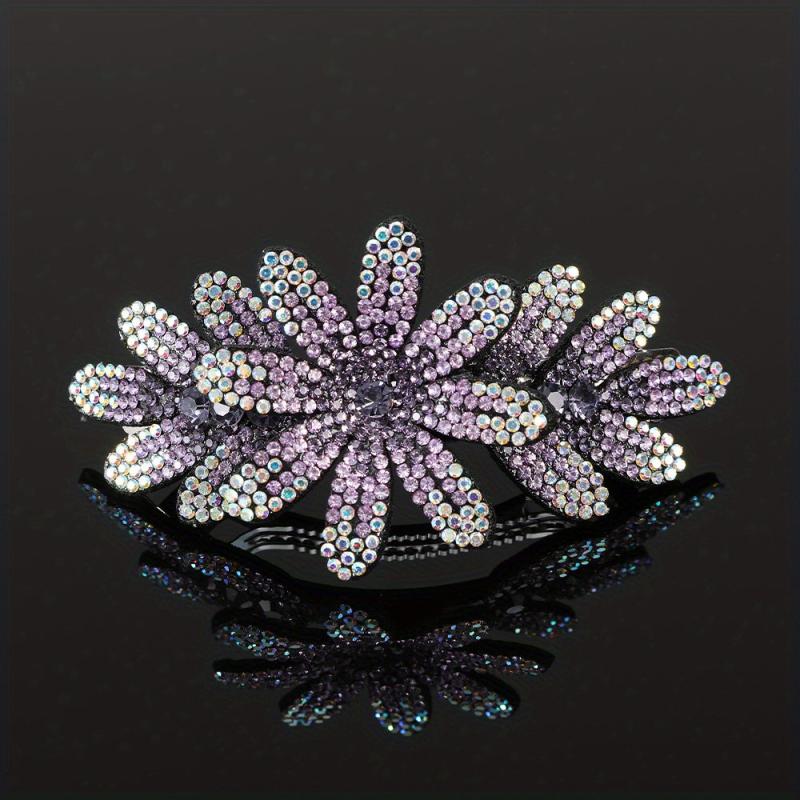 Vintage Flower & Rhinestone Hair Clip Barrette