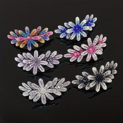 Vintage Flower & Rhinestone Hair Clip Barrette