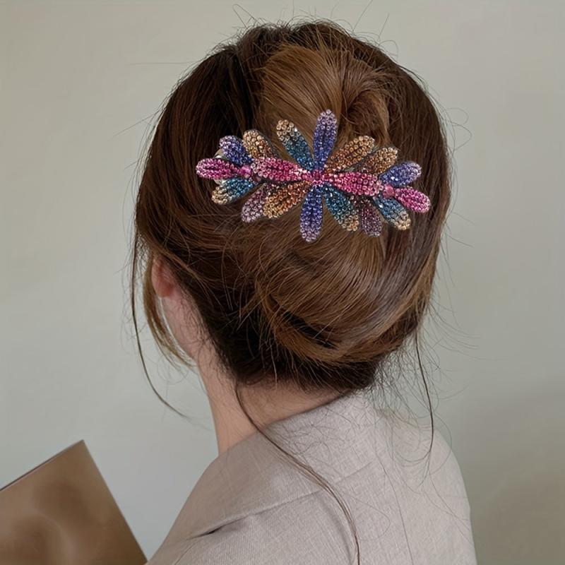 Vintage Flower & Rhinestone Hair Clip Barrette
