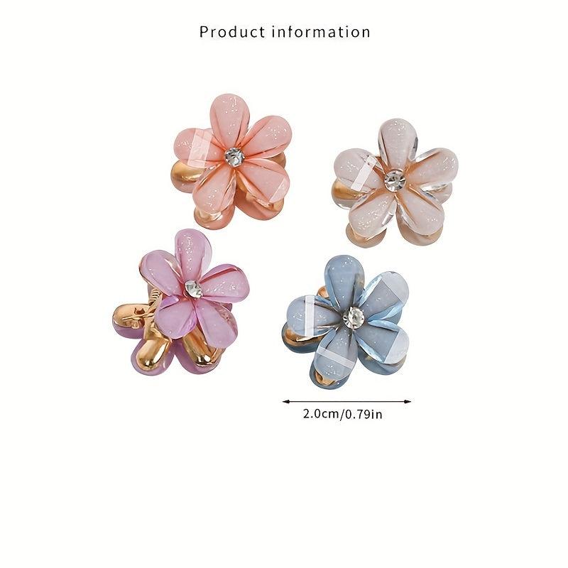 4pcs Flower & Rhinestone Hair Claw Hair Clip Headwear Hair Styling Accessories