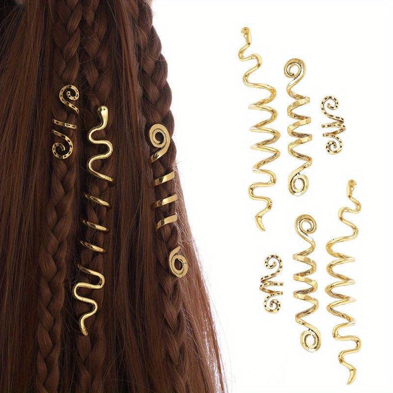 Dreadlock Hair Ring Boho Style Coils Gold Spiral Hair Ring Hair Styling Tool