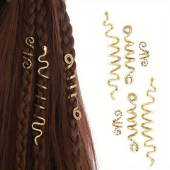 Dreadlock Hair Ring Boho Style Coils Gold Spiral Hair Ring Hair Styling Tool