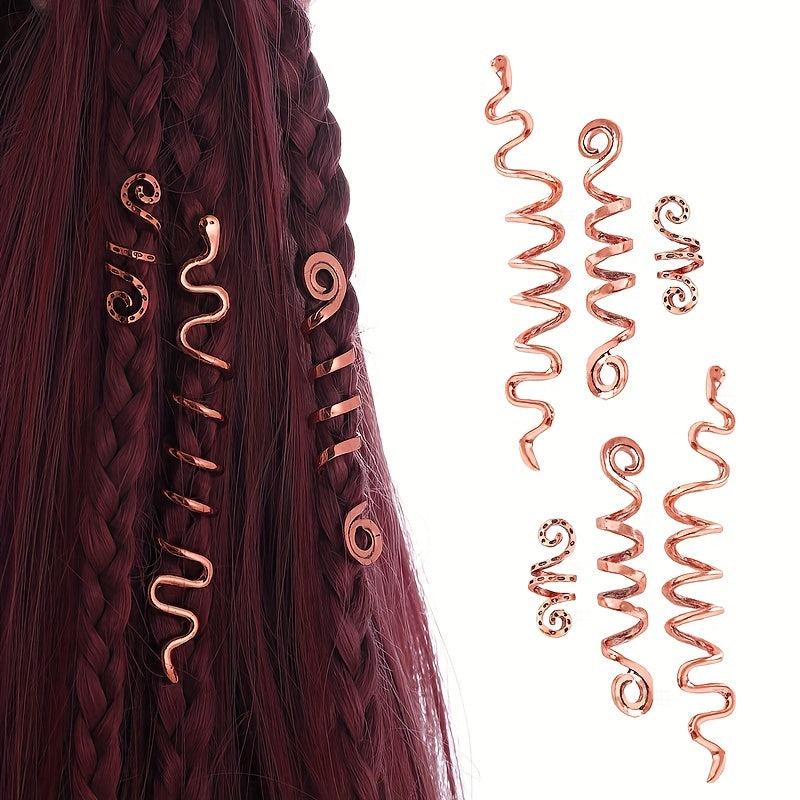 Dreadlock Hair Ring Boho Style Coils Gold Spiral Hair Ring Hair Styling Tool