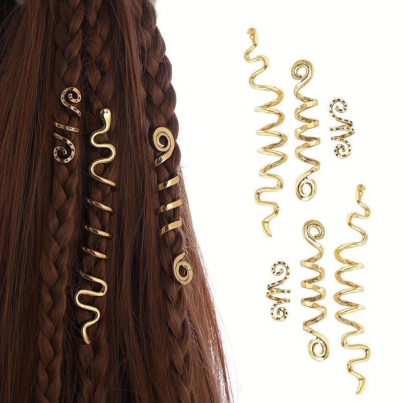 Dreadlock Hair Ring Boho Style Coils Gold Spiral Hair Ring Hair Styling Tool