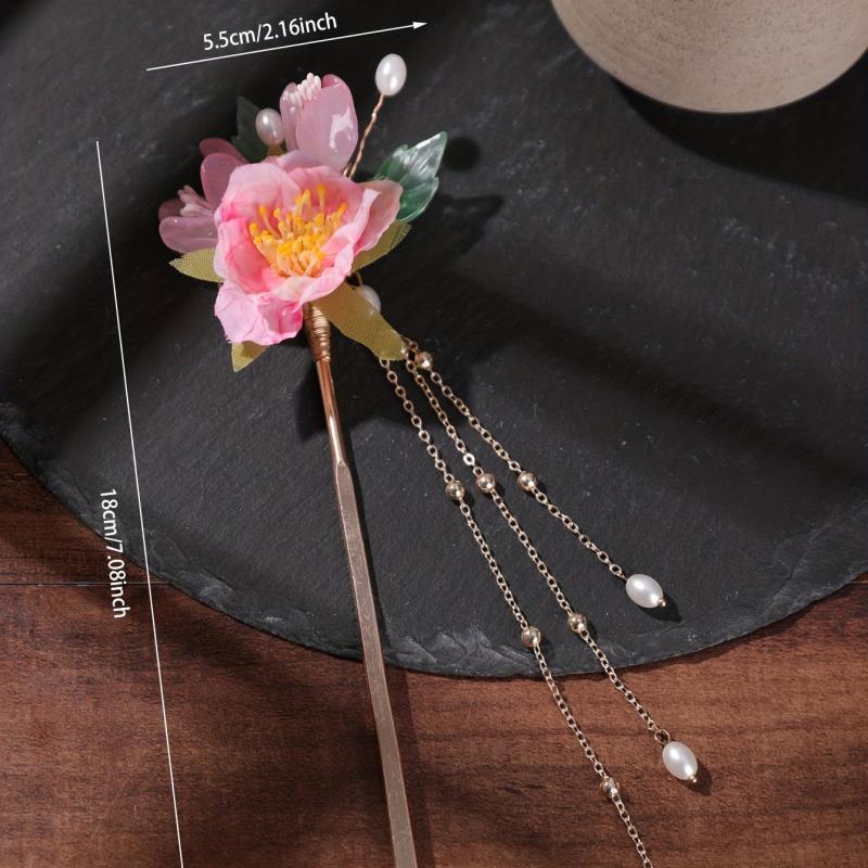 Chinese Style Hair Pin Flower Hair Stick With Pendant
