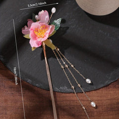 Chinese Style Hair Pin Flower Hair Stick With Pendant