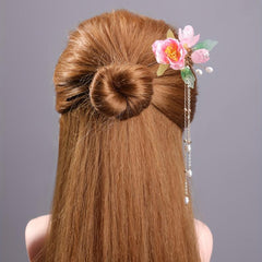 Chinese Style Hair Pin Flower Hair Stick With Pendant