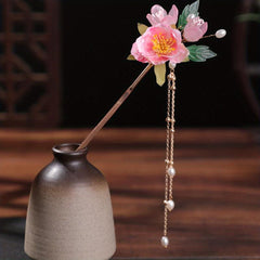 Chinese Style Hair Pin Flower Hair Stick With Pendant