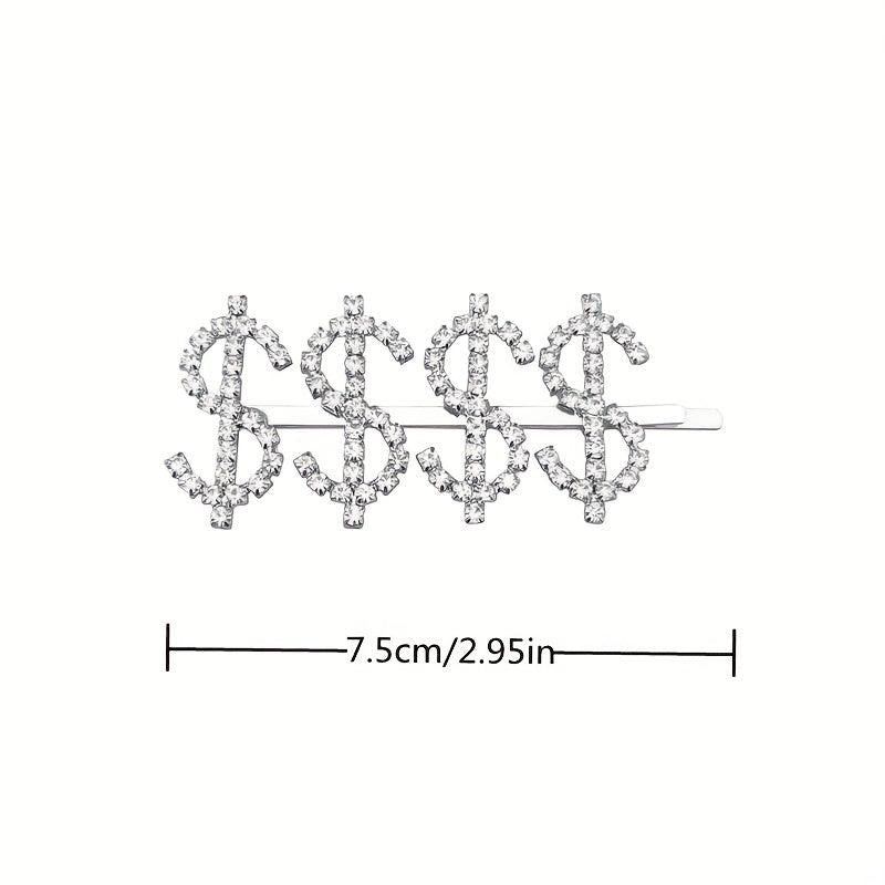 Y2K Alloy Hairpin Rhinestone Dollar Sign Hairpin For Women Girls