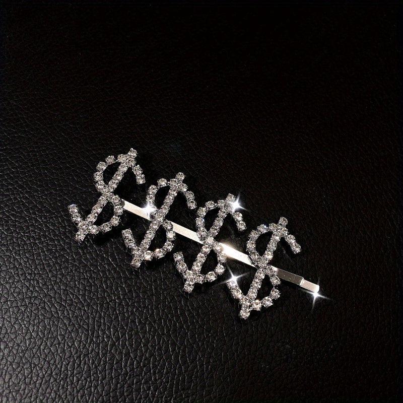 Y2K Alloy Hairpin Rhinestone Dollar Sign Hairpin For Women Girls