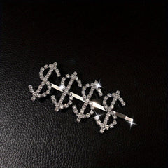 Y2K Alloy Hairpin Rhinestone Dollar Sign Hairpin For Women Girls