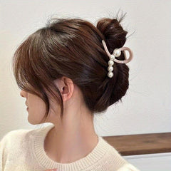 Faux Pearl Hair Claw Small Ponytail Holder for Women