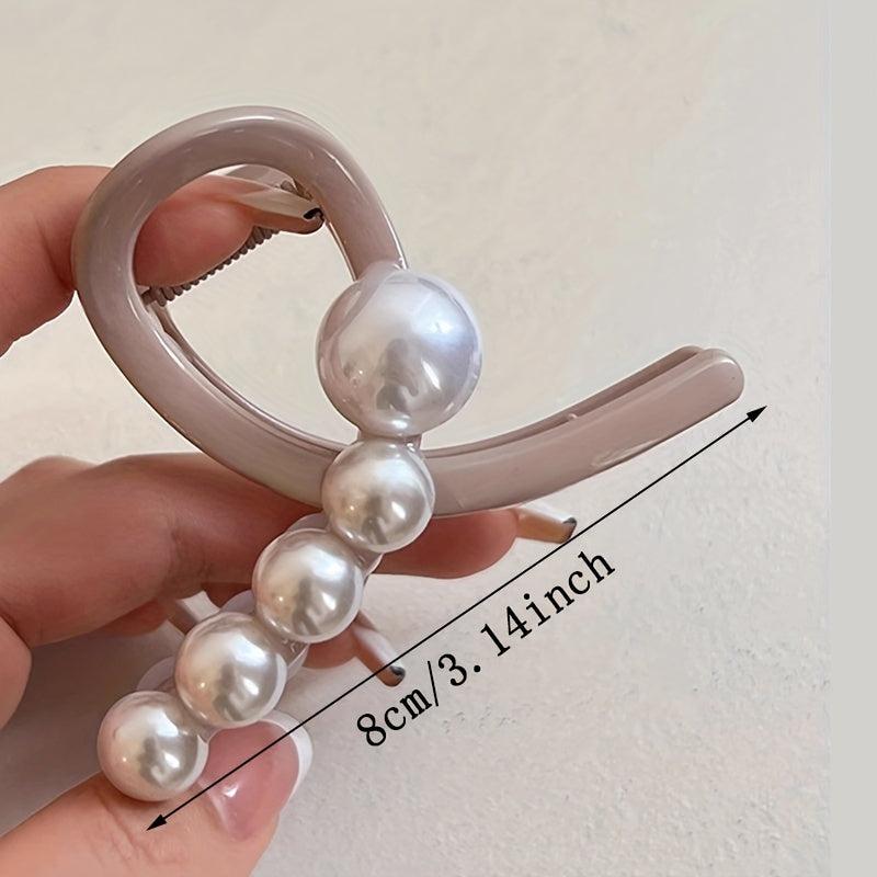 Faux Pearl Hair Claw Small Ponytail Holder for Women
