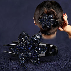 Rhinestone Hairpin Flower Hair Claw Clip Vintage Accessories
