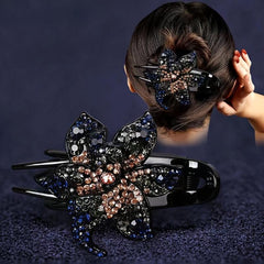 Rhinestone Hairpin Flower Hair Claw Clip Vintage Accessories