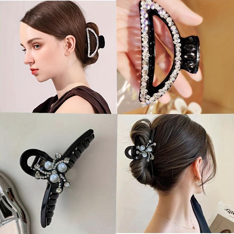 2pcs Rhinestone Hair Claw with Pearl - Head Jewelry Hair Accessories