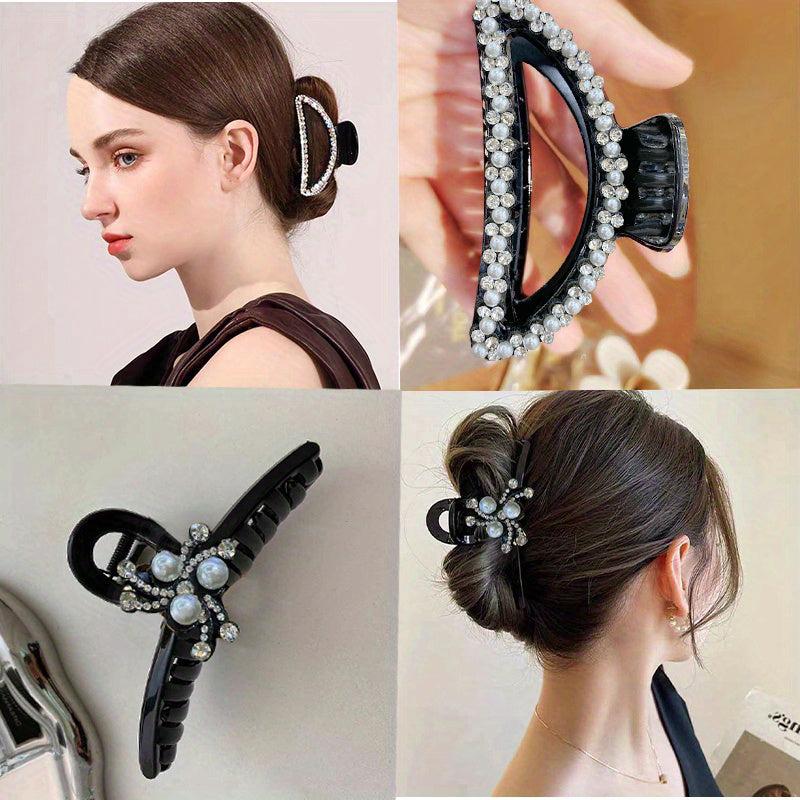 2pcs Rhinestone Hair Claw with Pearl - Head Jewelry Hair Accessories