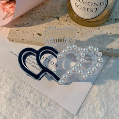 Heart Shaped Hair Claw Clip Faux Pearl Decor Hair Claw Clip