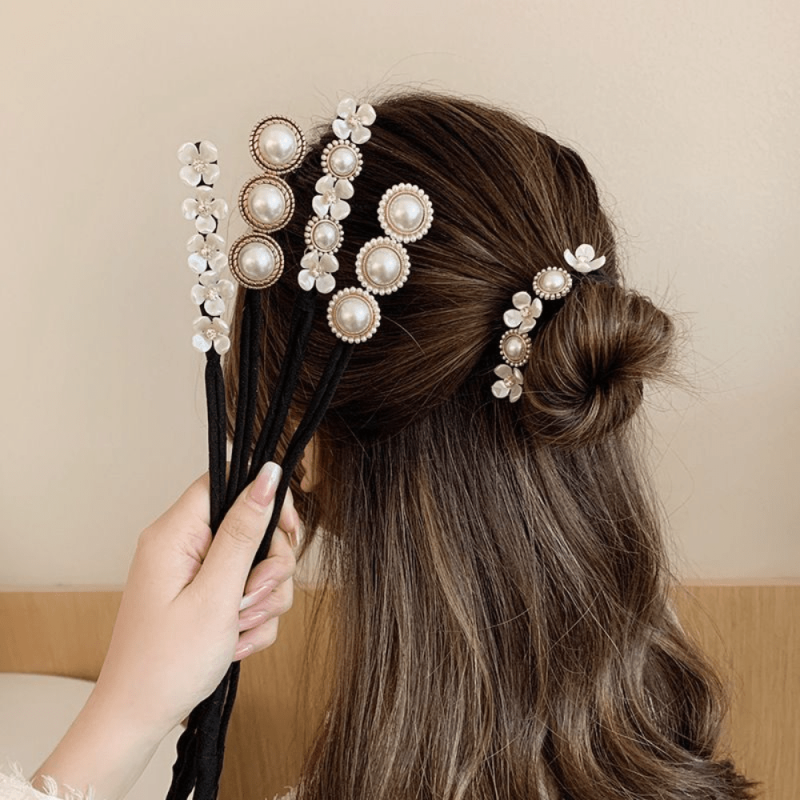 Faux Pearl Hair Braids Styling Accessories Hair Bun DIY Bun Maker