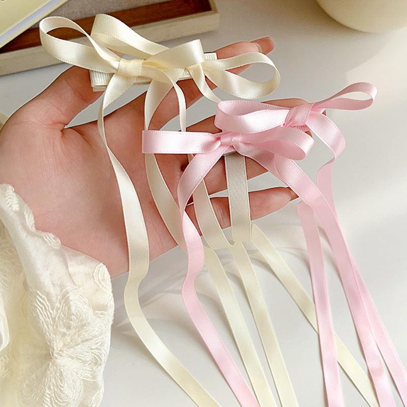2pcs Braided Hair Ribbon Bow Hair Clip Streamer Headwear