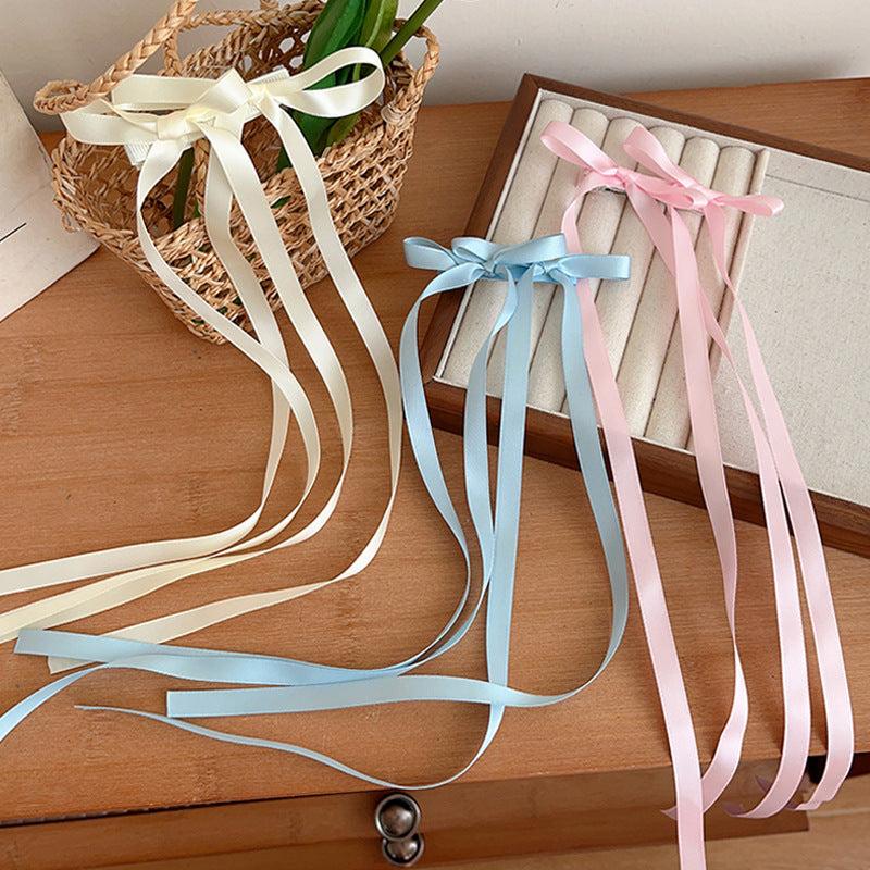 2pcs Braided Hair Ribbon Bow Hair Clip Streamer Headwear