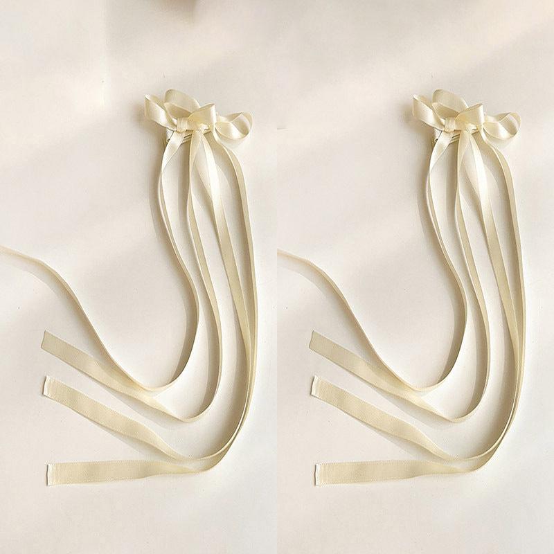 2pcs Braided Hair Ribbon Bow Hair Clip Streamer Headwear