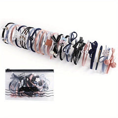 Faux Pearl Hair Rope Ponytail Hair Elastic Rubber Band Set