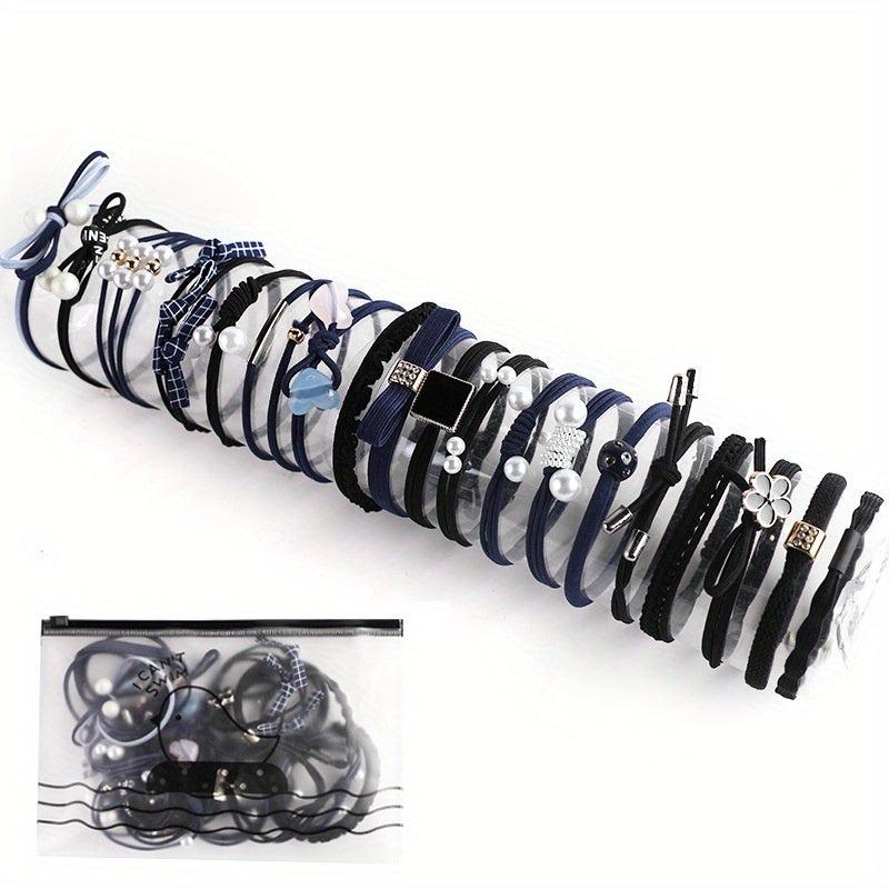 Faux Pearl Hair Rope Ponytail Hair Elastic Rubber Band Set