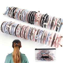 Faux Pearl Hair Rope Ponytail Hair Elastic Rubber Band Set