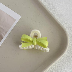 Ribbon Bow Hair Clip Jelly Hair Claw Ponytail Holder