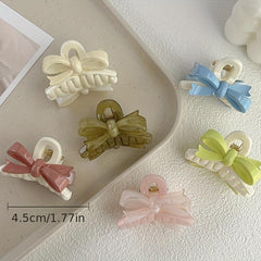 Ribbon Bow Hair Clip Jelly Hair Claw Ponytail Holder