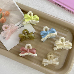 Ribbon Bow Hair Clip Jelly Hair Claw Ponytail Holder