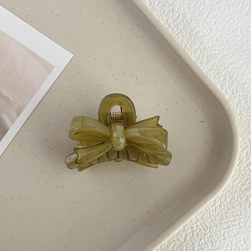 Ribbon Bow Hair Clip Jelly Hair Claw Ponytail Holder