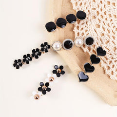 5pcs Love Flower Faux Pearl Hair Clip Set for Women