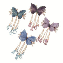 Glitter Butterfly Hair Claw Clip Rhinestone Tassel Banana Clip