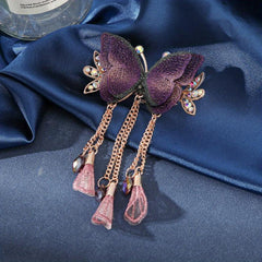 Glitter Butterfly Hair Claw Clip Rhinestone Tassel Banana Clip