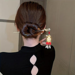 Luminous Rabbit Light Pendant Hairpin Chinese Style Hair Stick