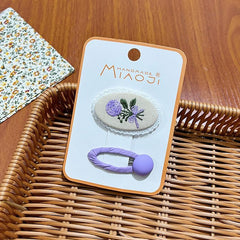 2pcs Colorful Floral Printed Hair Clip for Women Girls Baby Hair Bang